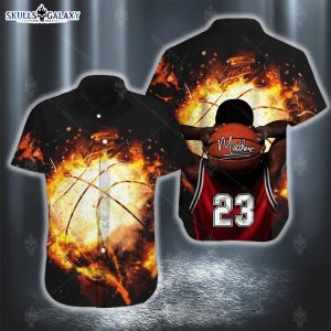 Custom Basketball Fire Tee Personalize 3D Hawaiian Shirt