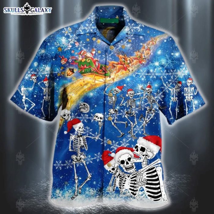 Dancing Skull Skeleton Christmas Aloha Hawaiian Shirt Colorful Summer Beach Casual Shirt For Men And Women