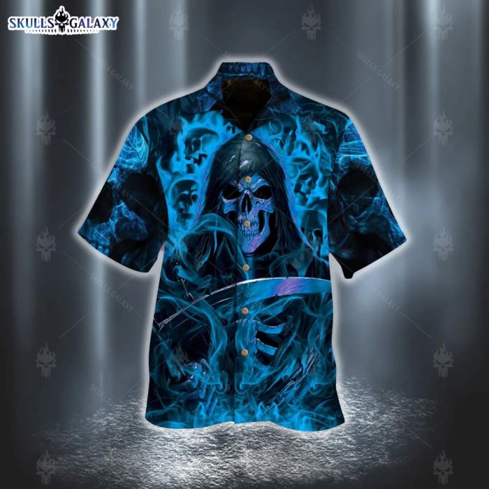 Death And Blue Skulls Hawaiian Shirt
