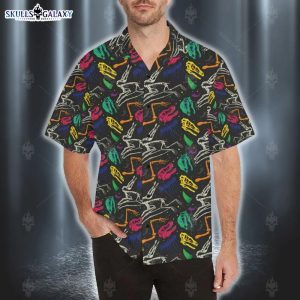 Dinosaur Skull Color Print Pattern Hawaiian Shirt