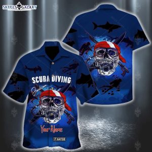 Diving Shirt Pirate Skull Scuba Diver Custom Hawaiian Shirt Re