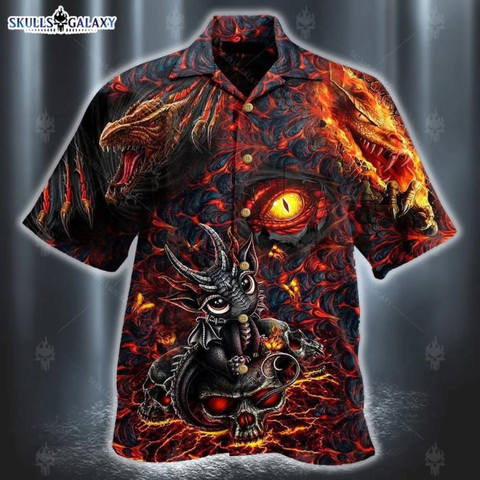 Dragon Skull Lava Aloha Hawaiian Shirt Colorful Summer Beach Casual Shirt For Men And Women