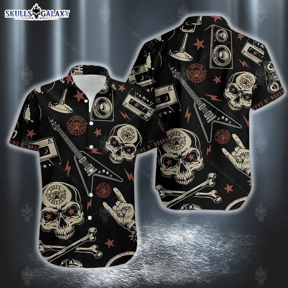 Guns N Roses Hawaiian Skull Shirt