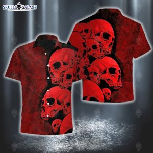 Half Red Skulls Hawaiian Shirt