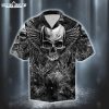 Hawaiian Aloha Shirt Black Skull Wings
