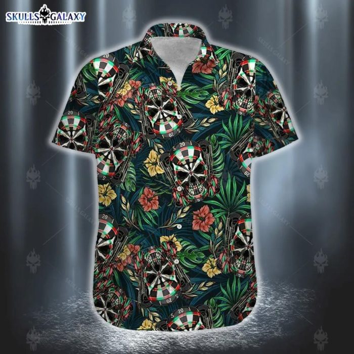 Hawaiian Aloha Shirt Darts Skull