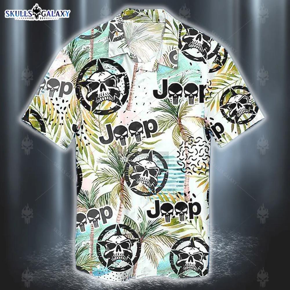 Hawaiian Aloha Shirt Jeep Skull Tropical