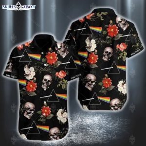 Hawaiian Aloha Shirt Pink Floyd Skull